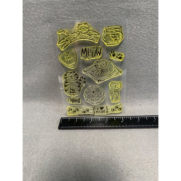 Hero Arts CL135 Cat-Themed Clear Stamps - Mischief Maker Meow Fishbowl & Paw Pri - Picture 5 of 5